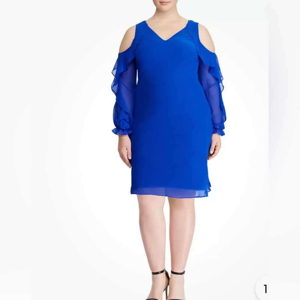 Brand New Lauren Ralph Lauren Cobalt Blue Cold Shoulder Dress - Size 8